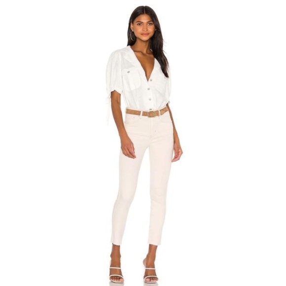 Free People Skinny raw edge High Rise Jeans in Tea sz 24 - Picture 2 of 6